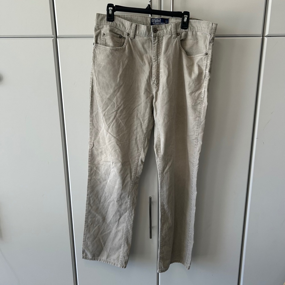 Polo Ralph Lauren Mens Corduroy Pants Tan Beige Straight Leg 40x31 RN41381